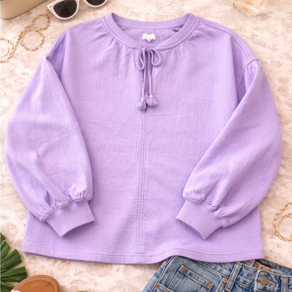 Aerie Oversized Lavender Tie-Neck Sweatshirt Size Small